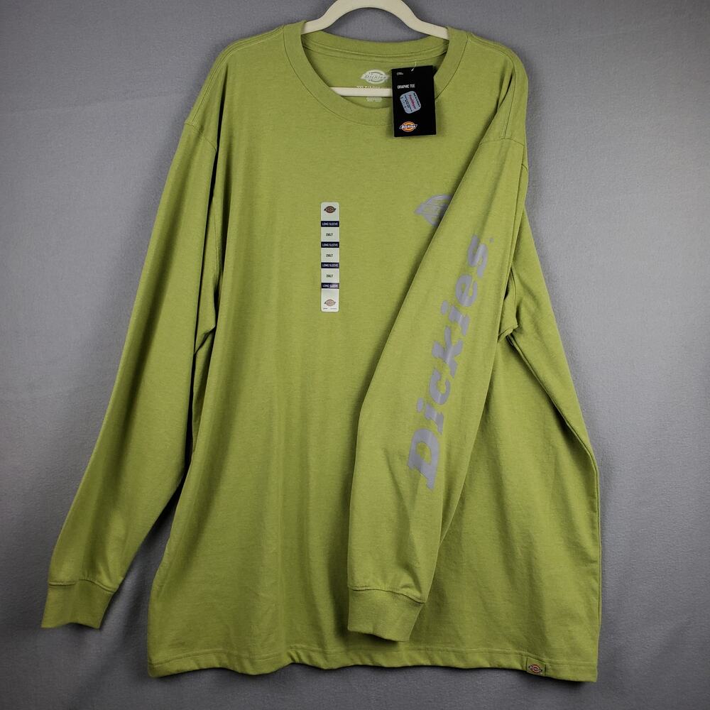 Dickies Sz 2XL Tall Long Sleeve Graphic Tee Shirt Spring‎ Green Workwear Utility